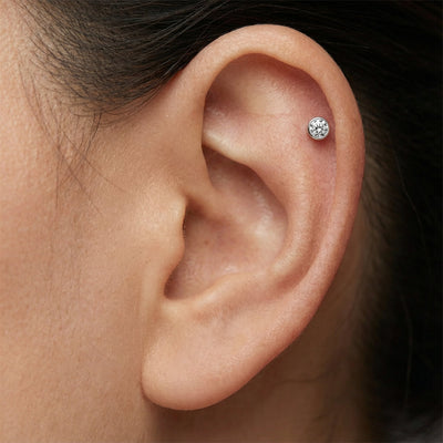 Bare Bezel 9KT Gold Lab Grown Diamond Studs for Multiple Piercings