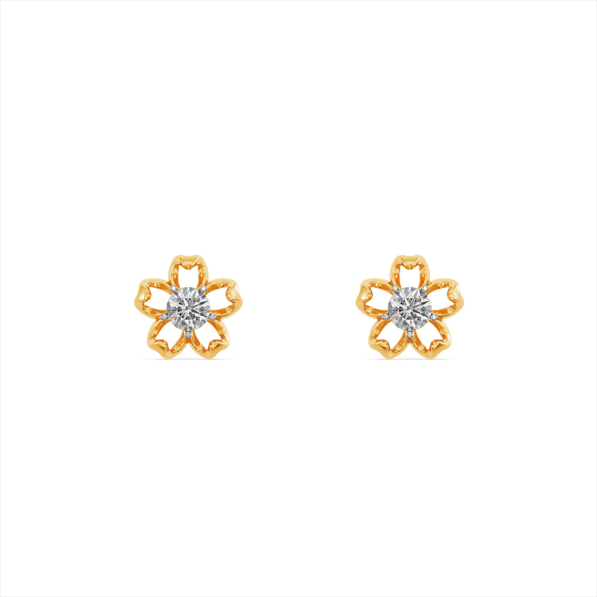 Petal Kiss 9KT Gold Laboratory Grown Diamond Stud Earring