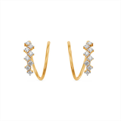 Spike Bloom 9KT Gold Lab Grown Diamond Hoop Earring