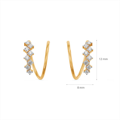 Spike Bloom 9KT Gold Lab Grown Diamond Hoop Earring
