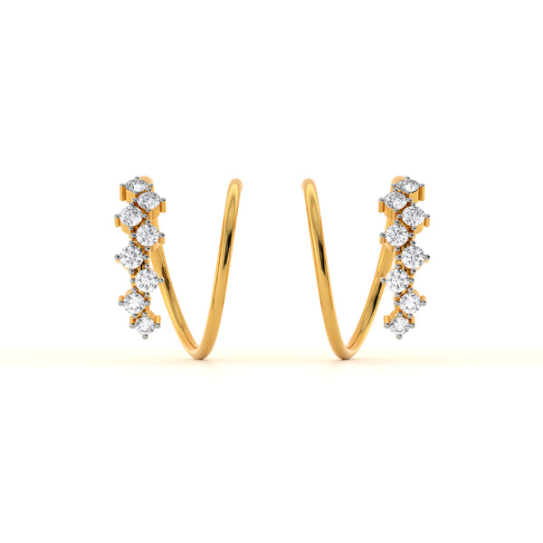 Spike Bloom 9KT Gold Lab Grown Diamond Hoop Earring