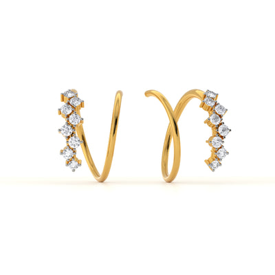 Spike Bloom 9KT Gold Lab Grown Diamond Hoop Earring