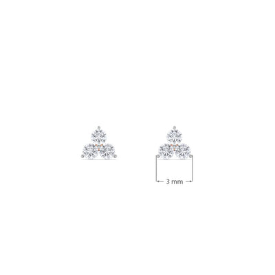 Triple Dot Petite 9KT Gold Lab Grown Diamond Studs for Multiple Piercings