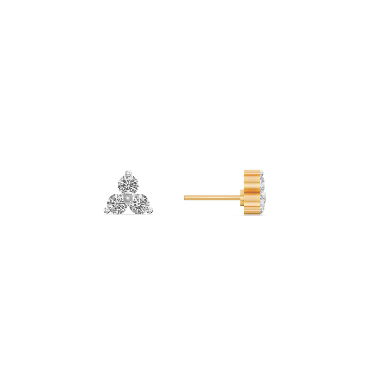 Triple Dot Petite 9KT Gold Laboratory Grown Diamond Studs for Multiple Piercings