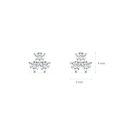 Triplit 9KT Gold Lab Grown Diamond Stud Earring