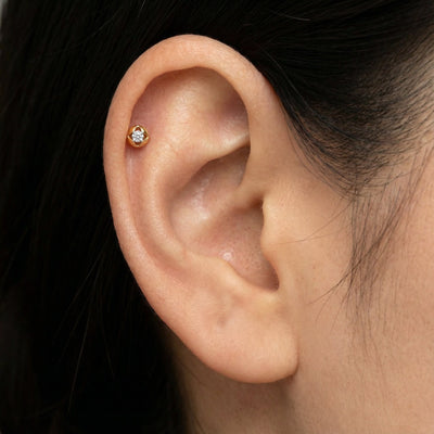 Floral Whisper 9KT Gold Lab Grown Diamond Studs for Multiple Piercings