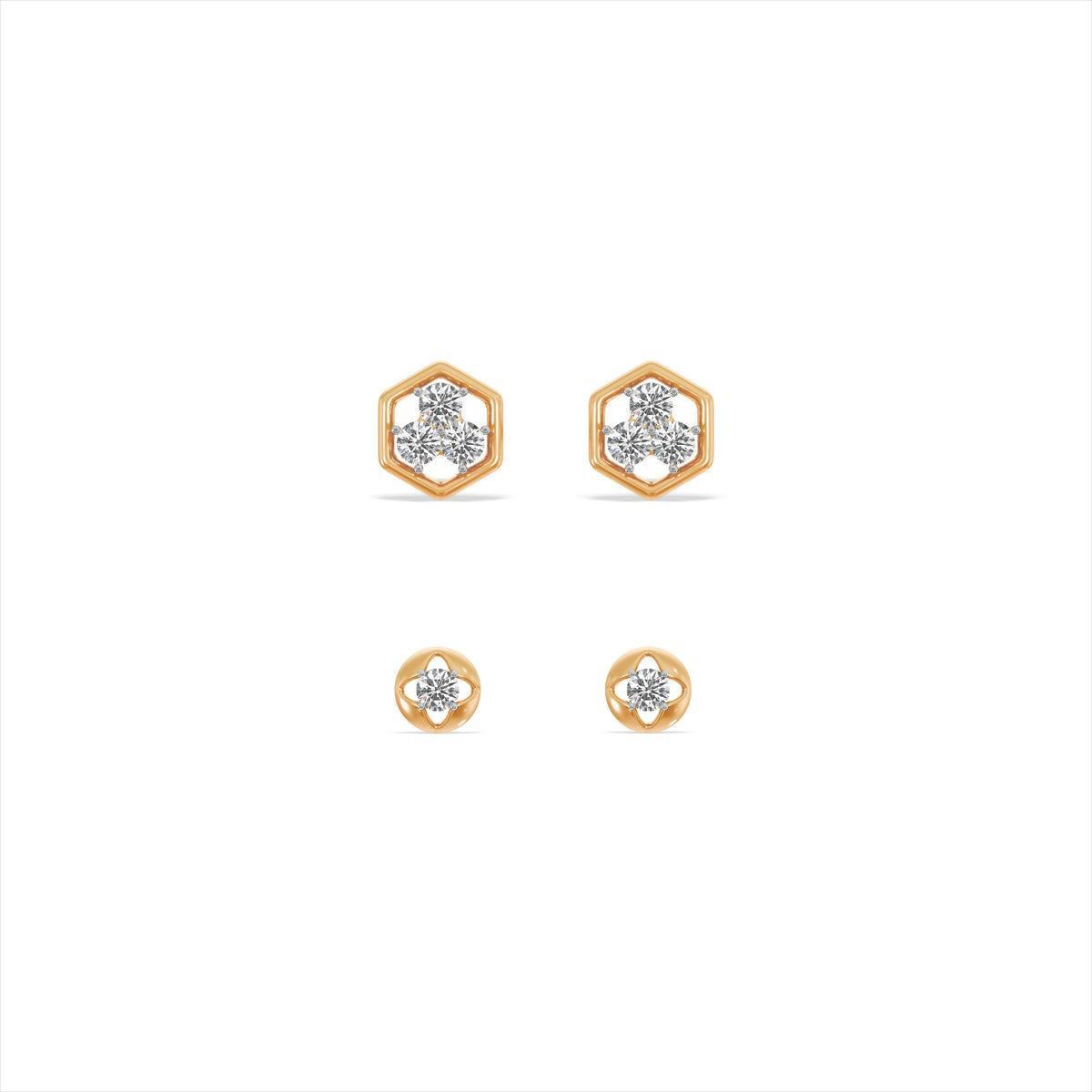 Sweethex 9KT Gold Laboratory Grown Diamond Earrings Set