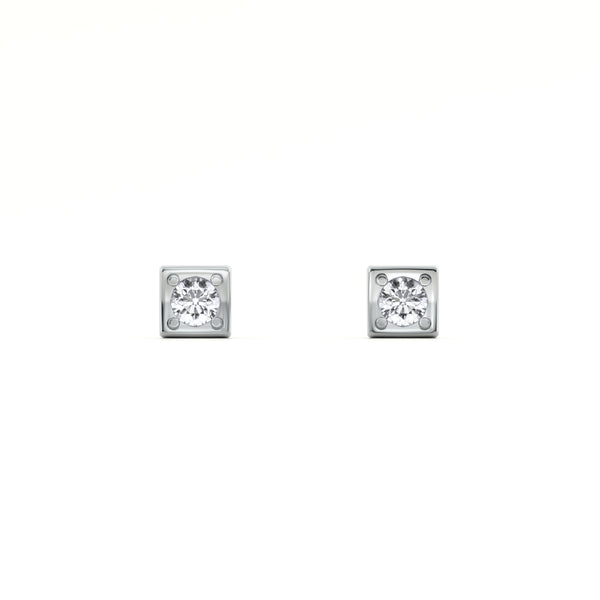 Squared Pin 9KT Gold Lab Grown Diamond Stud Earring