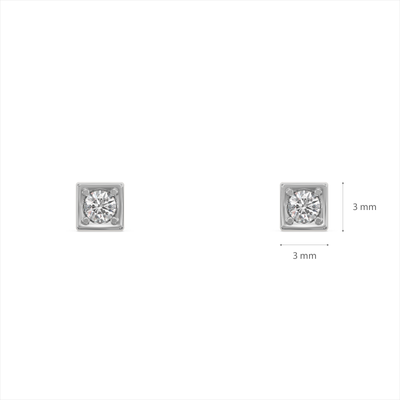 Squared Pin 9KT Gold Lab Grown Diamond Studs for Multiple Piercings