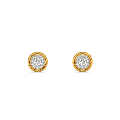 Vintage Halo Round 9KT Gold Lab Grown Diamond Stud Earring