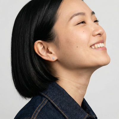 Graceful Crescent Hoop 9KT Gold Lab Grown Diamond Earring