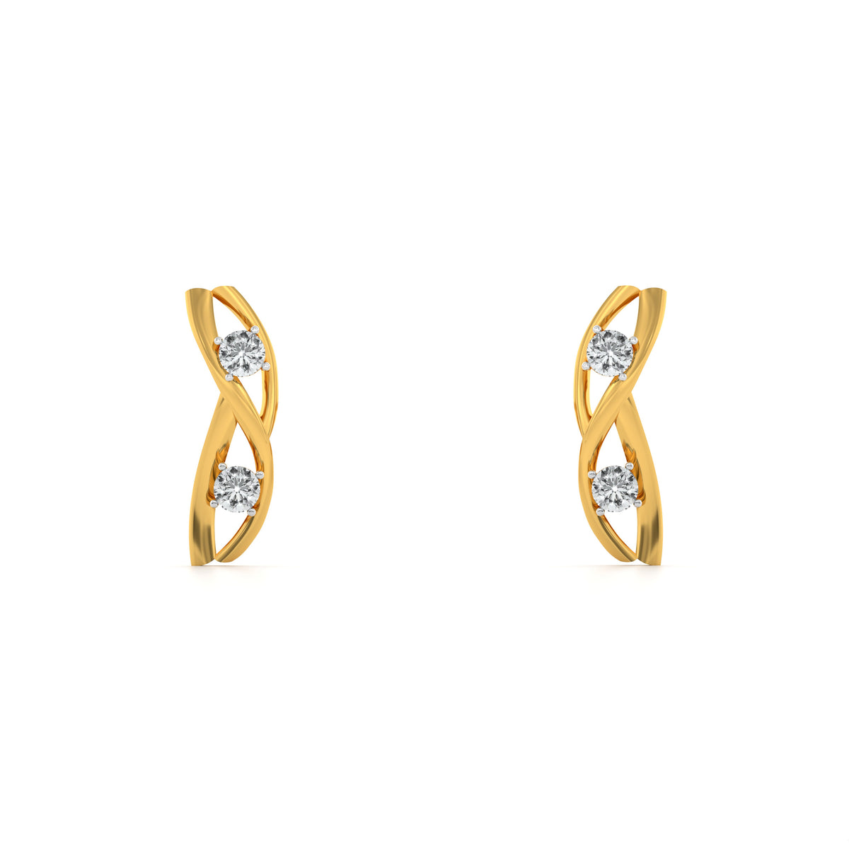 Contemporary Twist 9KT Gold Laboratory Grown Diamond Earring