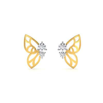 Delicate Butterfly Wing 9KT Gold Lab Grown Diamond Earring