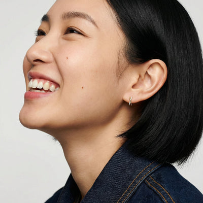 The Beaded Hoop 9KT Gold Lab Grown Diamond Earrings