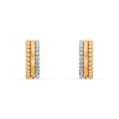 Beaded Edge 9KT Gold Lab Grown Diamond Hoop Earrings