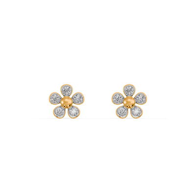 Floral Cluster 9KT Gold Lab Grown Diamond Earrings