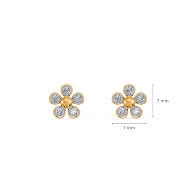 Floral Cluster 9KT Gold Lab Grown Diamond Earrings