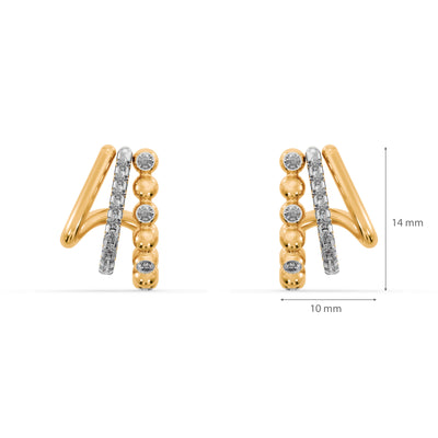 Bar Drop 9KT Gold Lab Grown Diamond Earrings