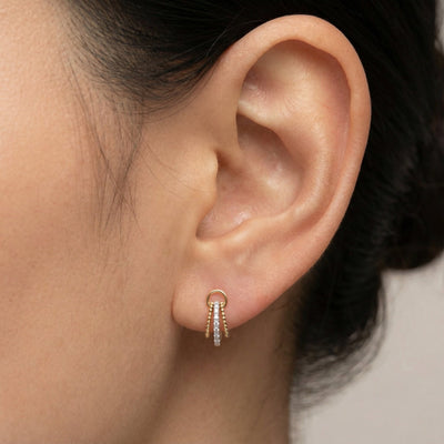 Beaded Loop 9KT Gold Lab Grown Diamond Earrings