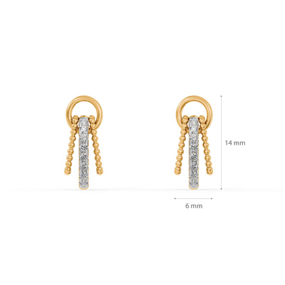 Beaded Loop 9KT Gold Lab Grown Diamond Earrings