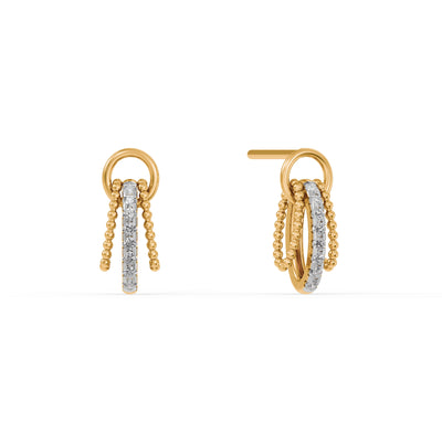 Beaded Loop 9KT Gold Lab Grown Diamond Earrings