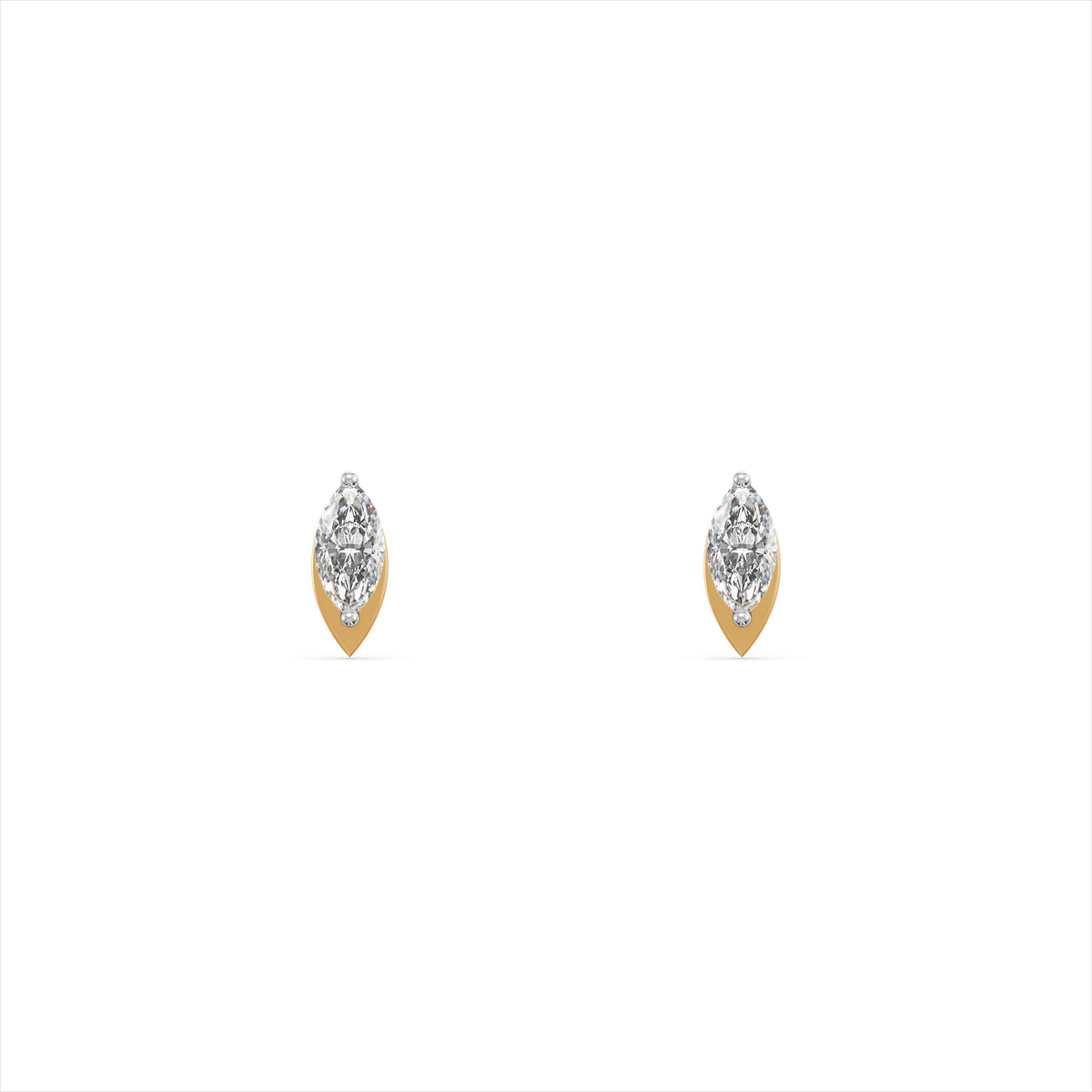 Radiant Marquise 9KT Gold Laboratory Grown Diamond Stud Earrings