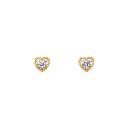 Heart Solitaire 9KT Gold Lab Grown Diamond Stud Earrings