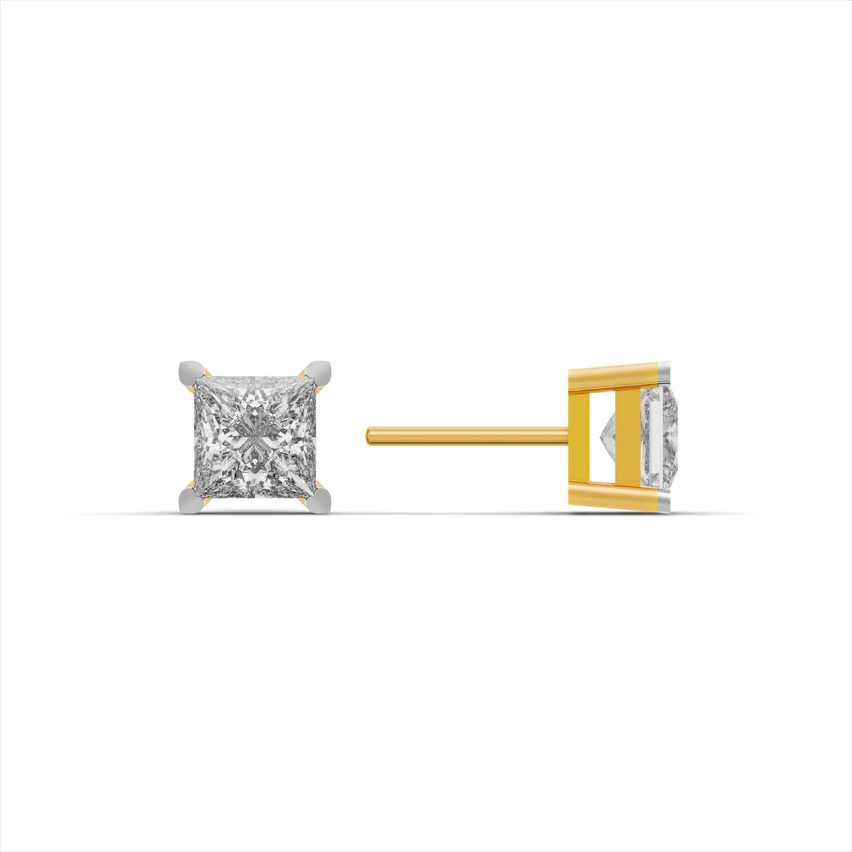 Shine Square 9KT Gold Laboratory Grown Diamond Stud Earrings