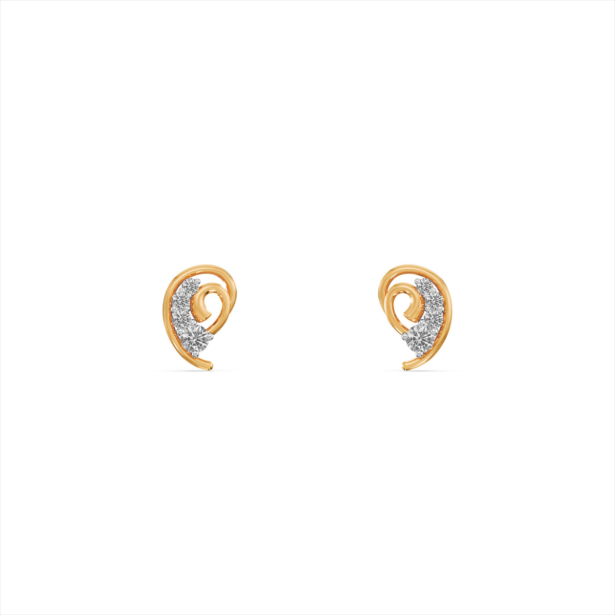 Elysian Curve 9KT Gold Laboratory Grown Diamond Stud Earrings