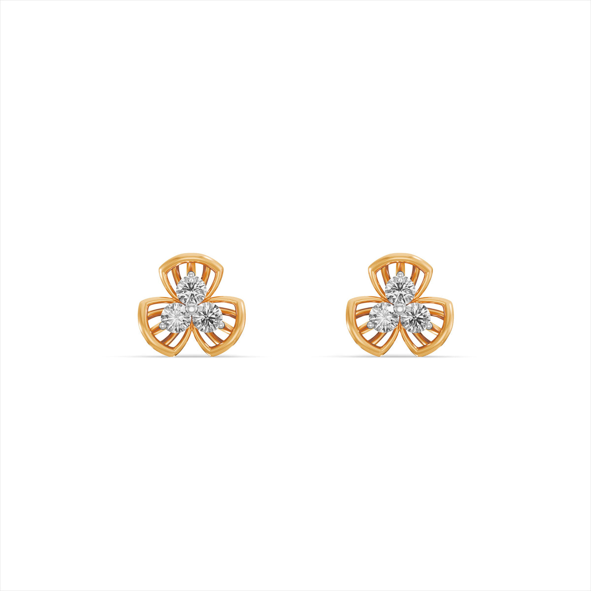 Fan 9KT Gold Laboratory Grown Diamond Stud Earrings