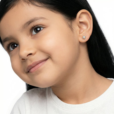 Elegant Dual Tone 9KT Gold Lab Grown Diamond Studs