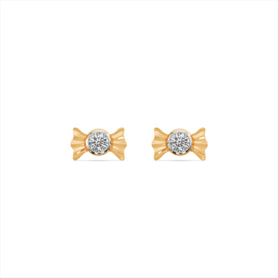 Tiny Ribbion 9KT Gold Lab Grown Diamond Studs