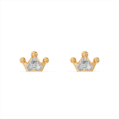 Cute Crown 9KT Gold Lab Grown Diamond Studs