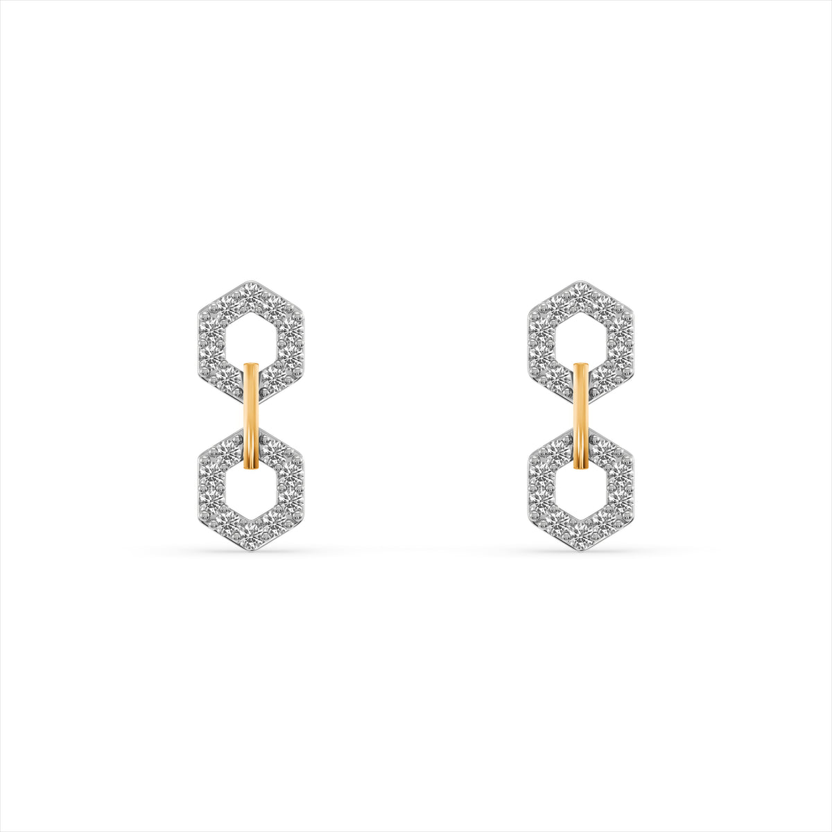 Hexa Link 9KT Gold Laboratory Grown Diamond Drop Earrings