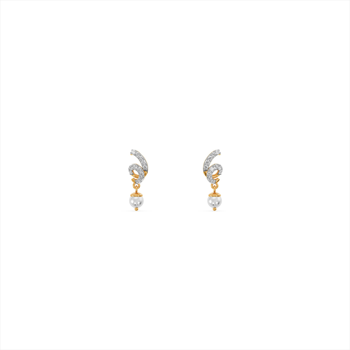 Swirling Pearl 9KT Gold Laboratory Grown Diamond Earrings