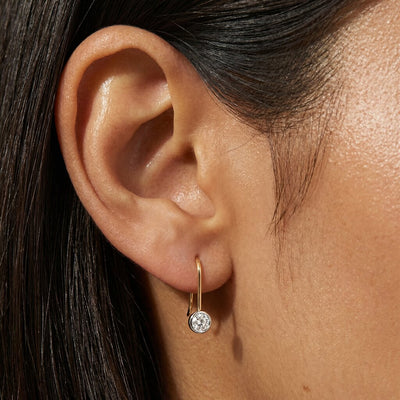 Bezel Solitaire 9KT Gold Lab Grown Diamond Hook Earrings