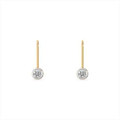 Bezel Solitaire 9KT Gold Lab Grown Diamond Hook Earrings