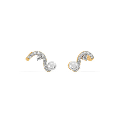 Celestial Pearl 9KT Gold Laboratory Grown Diamond Earrings