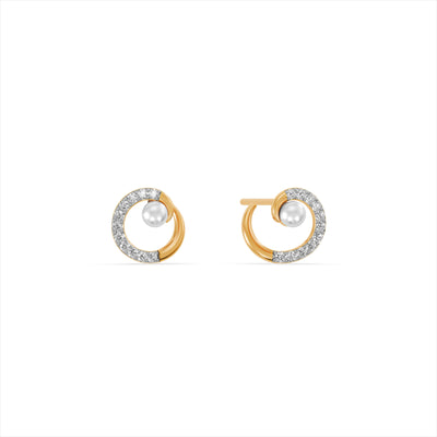 Orbital Pearl 9KT Gold Laboratory Grown Diamond Earrings