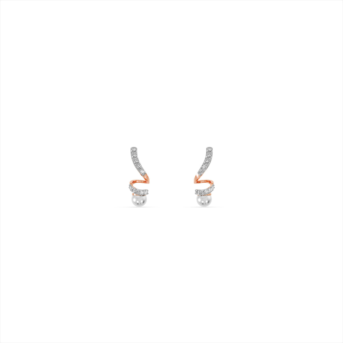 Spiral Pearl 9KT Gold Laboratory Grown Diamond Earrings