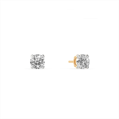 Round Solitaire 9KT Gold Lab Grown Diamond Stud Earrings