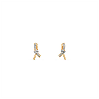 Ribbon Twist 9KT Gold Laboratory Grown Diamond Earrings