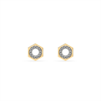 Hexagon Spark 9KT Gold Laboratory Grown Diamond Earrings