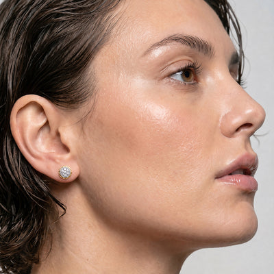 Helios Circle 9KT Gold Laboratory Grown Diamond Earrings