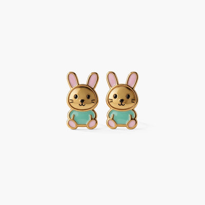Cheerful Bunny 9KT Gold Stud Earrings for Kids