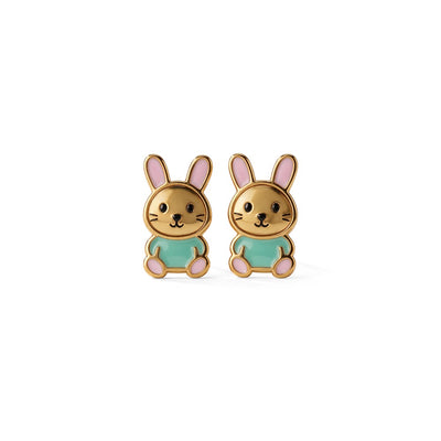 Cheerful Bunny 9KT Gold Stud Earrings for Kids