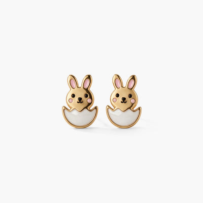 Cute Bunny 9KT Gold Stud Earrings for Kids