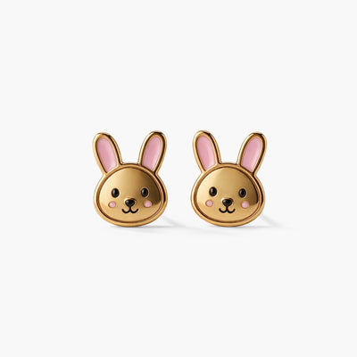 Playful Bunny 9KT Gold Stud Earrings for Kids