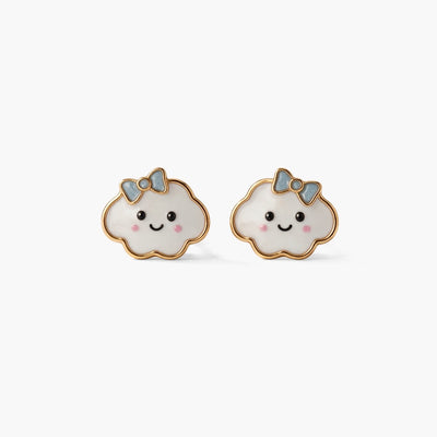 Dreamy Cloud 9KT Gold Stud Earrings for Kids