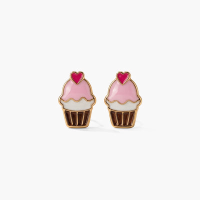 Sweet Cupcake 9KT Gold Stud Earrings for Kids
